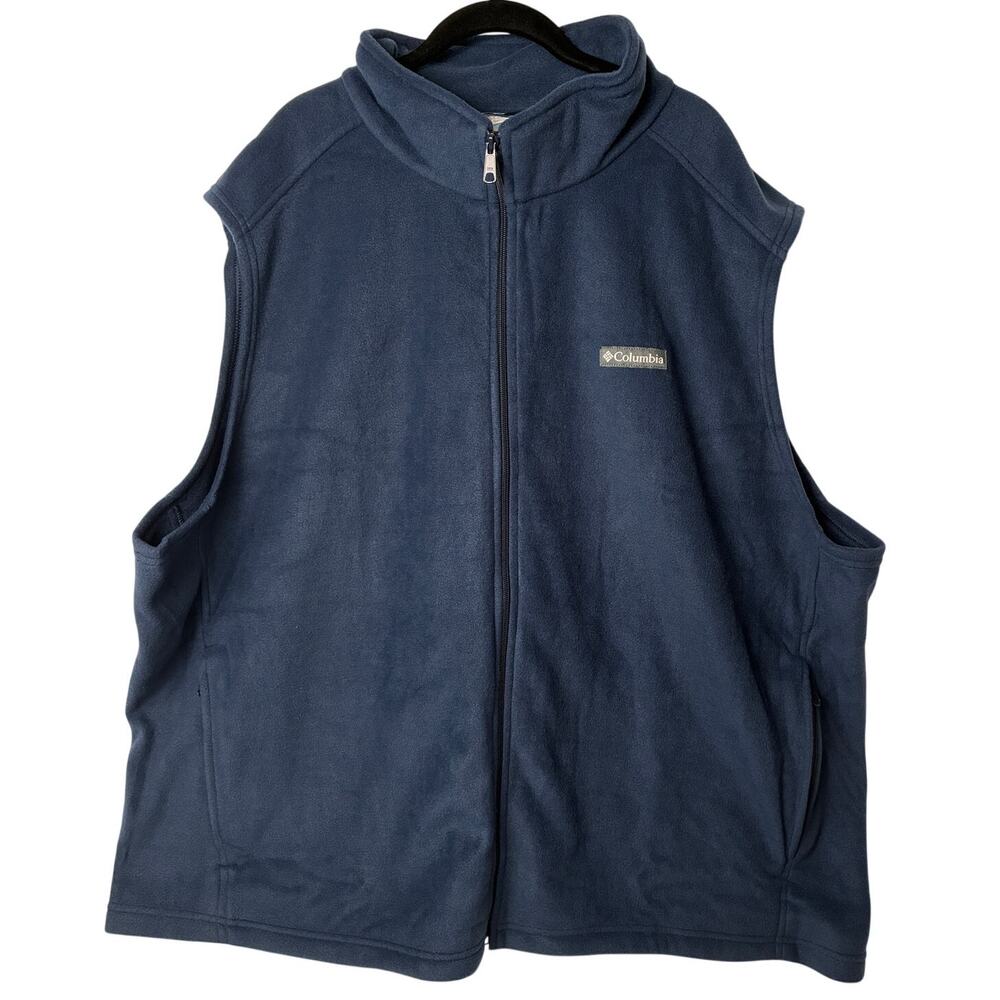 Columbia Fleece Vest Mens 4X Blue Full Zip Gorpcore Hiking Outdoor